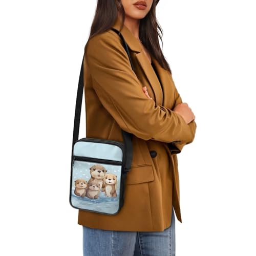 Womens Crossbody Bag Cell Phone Purse Wallet Small Shoulder Handbag for Workout Travel Gym - color: Cute Otter