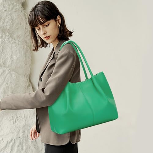KKXIU Tote Bag for Women Vegan Leather Shoulder Purse Large Capacity Travel Bag - color: Green