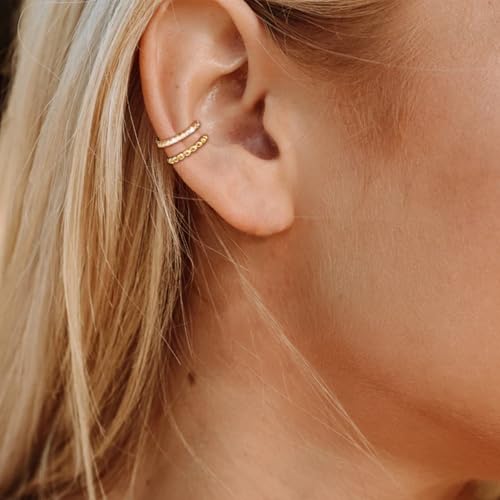 Ear Cuffs Non Piercing 14K Gold Plated Ear Cuff Earrings for Women Trendy Clip on Cartilage Earring Stacks Non Pierced Adjustable Fake Earrings Set Jewelry - color: B5:gold ear cuff 3pcs