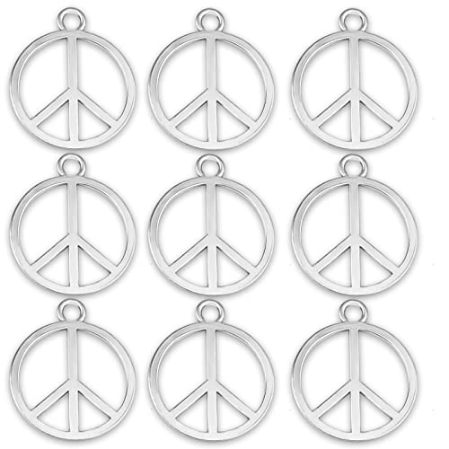 BronaGrand Sign Pendant Charms Alloy Peace Symbol Charms Peace Sign Beads Pendants Jewelry Charms Craft Supplies for DIY Necklace Bracelet Jewelry Making Accessory - color: Silver