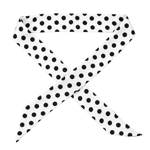 10 Pcs Long Thin Small Skinny Scarf Satin Neck Tie Ribbon Choker for Women Girls - color: Dot White