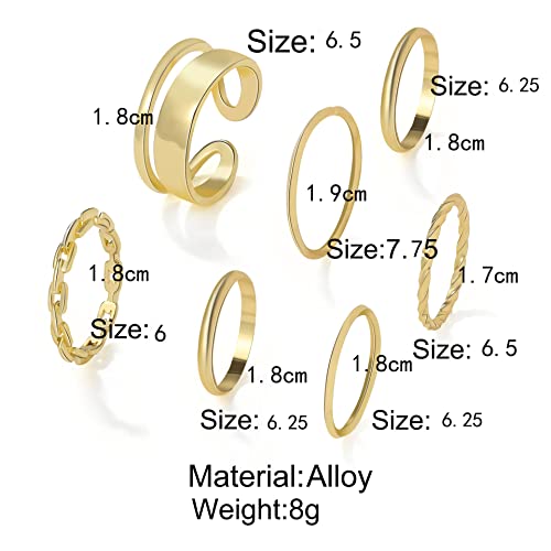 Gold Stackable Rings Set Moon Star Design Adjustable Rings for Everyday Wear Mid FingerPinky Ring Trendy Jewelry Gifts - color: F1