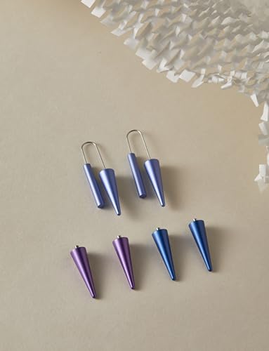 Trendy Dangle Earrings Set for Women, Colorful Aluminum Drop Earrings, 6 Pcs DIY Interchangeable Conical Beads, Lightweight Titanium Ear Hooks, Hypoallergenic and Not Easy To Fade - color: Blue Dark blue Purple
