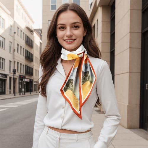RIIQIICHY Hair Scarf for Women Like Silk Scarves Headband Neck Scarfs Twilly Purse Accessories - color: C014