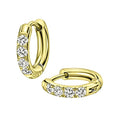 316L Surgical Stainless Steel Huggie Hoop Earrings with Cubic Zirconia, 10G 12G 14G 8-20mm Cartilage Lobe Earrings, 14G Piercing Jewelry - style: 10G 8mm Gold Clear CZ