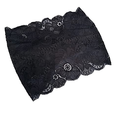 Lace Headband, Wide Floral Headcovering for Women (Black, 1 Count Pack of 1) - color: Black