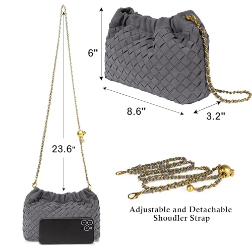 Joryin Woven Women's Crossbody Bag & Evening Purse, Trendy Dumpling Clutch & Hobo Cloud Shoulder Bag Trendy Dumpling Clutch - color: Woven Suede-slate Gray