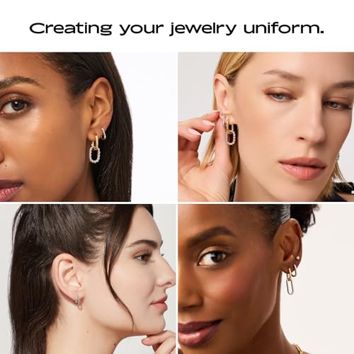 Ana Luisa Rectangle Hoop Earrings - Sterling Silver Base With 14K Gold & Silver Rhodium Plating - Chic, Dainty Mixed Metal Huggie Hoops - Hypoallergenic, Tarnish-Free, and Water-Resistant Hoops - color: Mini - Silver