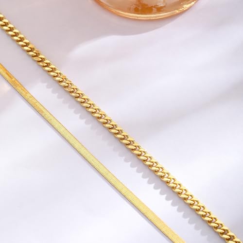 VIROMY Gold Ankle Bracelets for Women - Layered Anklets for Women Waterproof Beach Jewelry Gifts - color: Anklet F-Gold