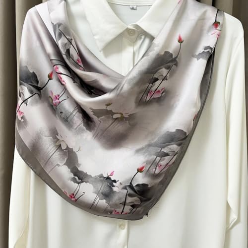 Julunar Silk Like Head Scarf for Women - Satin Large Hair Scarves - 35" Square Silk Hair Wrap for Sleeping with Gift Packed - color: A024-1 Lotus Leaf