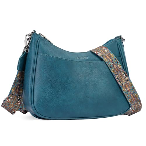 APHISON Trendy Leather Crossbody Purse with Adjustable Strap, Women's Shoulder Handbag - color: 05-peacock Bule
