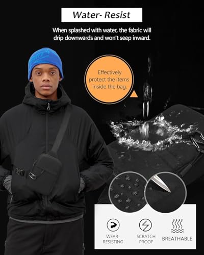 Peicees Small Anti-theft Sling Bag for Men Women Waterproof Mini Crossbody Backpack Chest Bag Travel Passport Phone Holder, Black - color: Black
