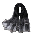 WINCESS YU Women Mulberry Silk Scarf Long & Large Embroidered Floral Pattern Shawl and Wraps Neckerchief for Hair & Neck - color: Sunflower Black