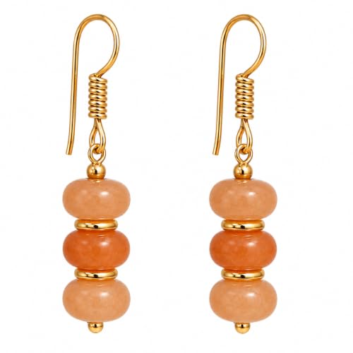 Gempires Lightweight Beaded Earrings Handmade Gemstone Jewelry Hypoallergenic Gold Plated Dangling Earrings For Women
