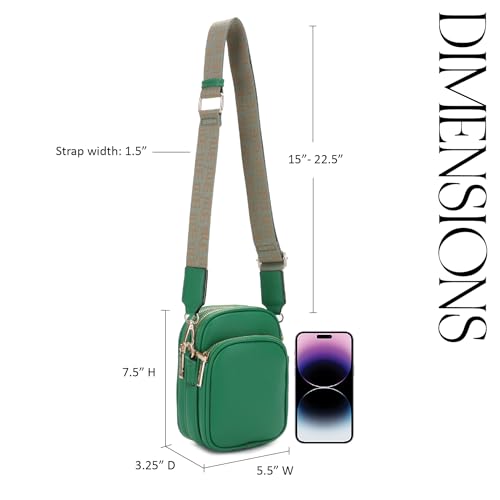 Mali+Lili, Josie Triple Zip Crossbody Bag - color: Webbing_kelly Green