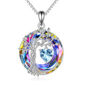 POPLYKE Mothers Day Gifts for Mom Her Wife Tree of Life Necklace 925 Sterling Silver Birthstone Pendant with Crystal Anniversary Birthday Wedding Jewelry for Women - color: 03-Mar-Aquamarine, style: White Gold Plated-Volcano Crystal