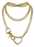 paloli Women's Slip Chain Rainbow Heart O-Ring Chunky Chain Necklace, Rays Cuban Long Layered Jewelry, Adjustable Lariat Y-Necklace Heart Loop Choker - color: B-Heart-Gold