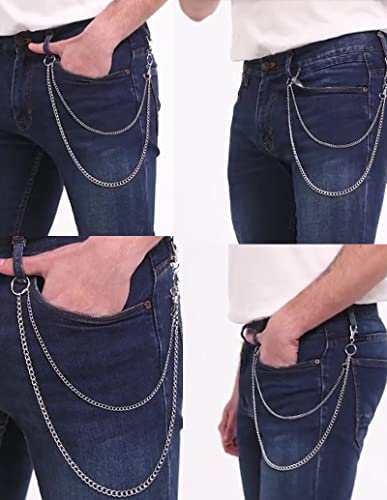 6 Pieces Pants Chains Multi-Layer Butterfly Lock Round Star Snak Heart Jeans Chains Accessory Hip Hop Pocket Punk Goth Wallet Chain Charm Rock Belt Loop Trousers Chain for Women Men Silver - style: B: 6Pcs(Snake)