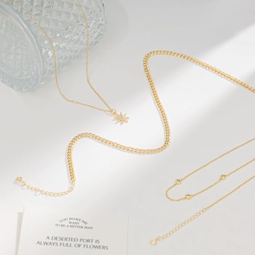 Layered Necklaces For Women,Dainty Gold Necklace Stack 14K Gold Plated Stackable Chain Necklaces For Women Trendy Statement Formal Layering Pendant Necklace Cute Stuff Fashion Jewelry - color: Gold-style2