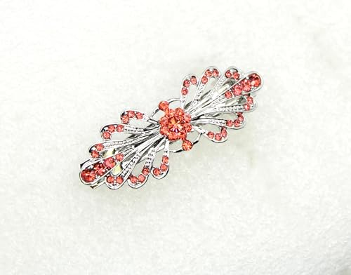 Faship Coral Small Mini Floral Hair Barrette Clip - color: Coral
