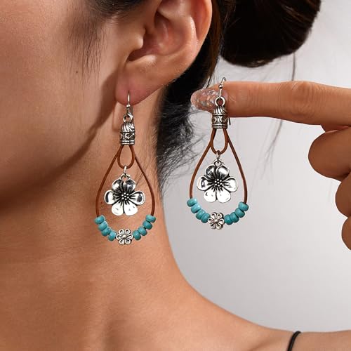 Boho Earrings for Women Trendy Gold Dangle Earrings Vintage Bohemian Indian Country Jewelry Gifts Boho Dress Chic Clothing - color: A6:boho flower earrings