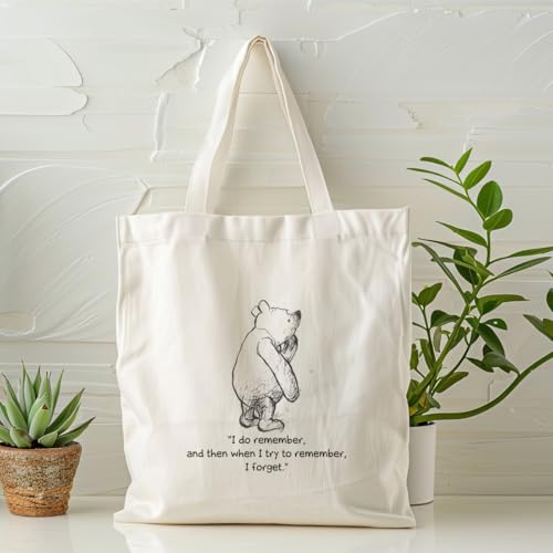 Canvas Tote Bag Aesthetic for Women,Reusable Canvas Cute Shoulder Bag for Grocery, Shopping, Beach & Daily Use - color: Bear 3