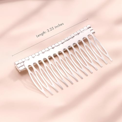 BERRICLE Silver Tone Bar Hair Combs for Women - color: 3-Row Rhinestone Comb, Silver-tone