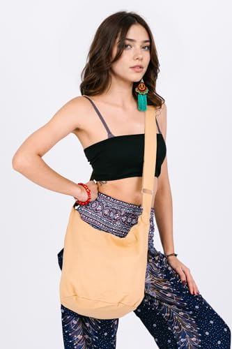 Your Cozy Hobo Sling Bags For Women Crossbody Bag Thai Top Handmade Shoulder Bag with Adjustable Strap - color: Ivory