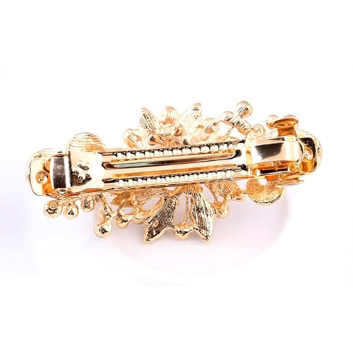 NYKKOLA Women's Multilayered Peacock Shaped Rhinestone French Barrette Hair Clip Black - color: Black