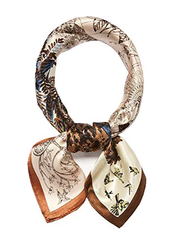 ANDANTINO 100% Mulberry Silk Scarf -21” Square Neckerchief with Gift Packed - color: Forest
