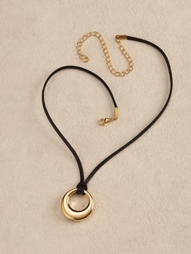 Sacina Gothic Boho Black O Ring Choker Necklace, Black Choker, Boho Emo Goth Necklace, Christmas Jewelry Gift For Women - color: Gold