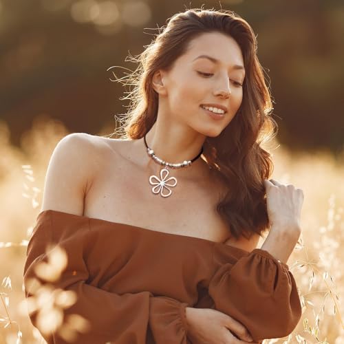 HUASAI Choker Necklace for Women Boho Necklaces Country Concert Outfits for Women Layered Western Choker Necklace Boho Cowgirl Jewelry Accessories Dress - color: U:Flower Boho Necklace