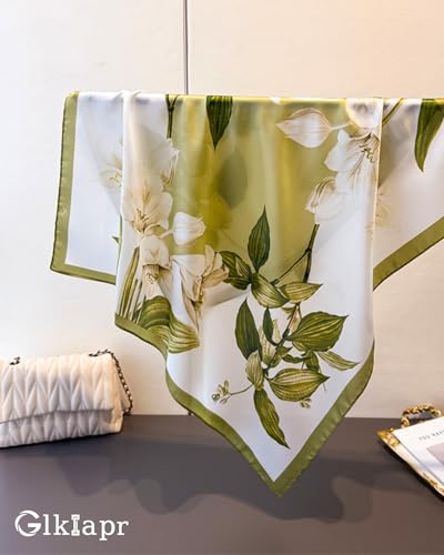 Satin Bandana Headscarf for Women Silky Hair Scarves for Fashion Lightweight - color: 16-green Anemone