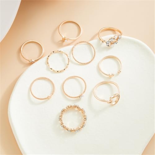 Knuckle Rings Set for Women,Simple Dainty Stackable Finger Ring Pack Minimalist Cute Butterfly Moon Heart Rings Boho Statement Jewelry Size Mixed - style: Style-A