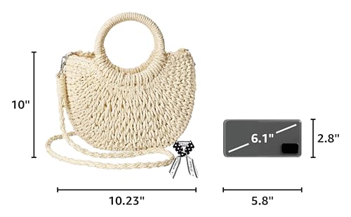 Dailyacc Straw Shoulder Bag For Women Woven Purse Beach Envelope Clutch Straws Wallet | Straw - color: Tote Bag - Beign