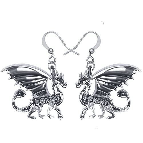 Enamel Alloy Dinosaur Fantasy Dragon Earrings Drop Dangle Unique Animal Jewelry For Women Dragons Gifts - color: Orchid Purple