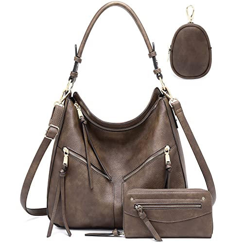 lapsting Hobo Bags for Women Handbags Purse Ladies Boho Shoulder Bag Crossbody Purses Faux Leather - color: A - 15.2inch Coffee - Gold Hardware