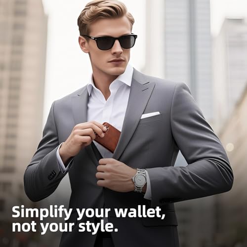 RUNBOX Wallet for Men -Slim Rfid Leather Mens Bifold Novelty Wallets 2 ID Window With Gift Box Men's Accessories | Slim - color: RETRO RED BROWN