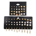 32 Pairs 14K Gold Plated Tiny to Huge Earring Hoop Stud for Women, More Style Earring Sets for Multiple Piercing Stack Set Everyday Jewelry