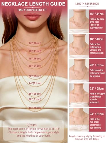 FOCALOOK Womens Chain Necklaces 1mm/1.4mm/2mm Cable Chain Necklace, 316L Stainless Steel Silver/Black/14K Gold/Rose Gold Plated, Hypoallergenic Chains for Pendant,14-30" - color: 2mm 14K Gold Plated, size: 16 Inch
