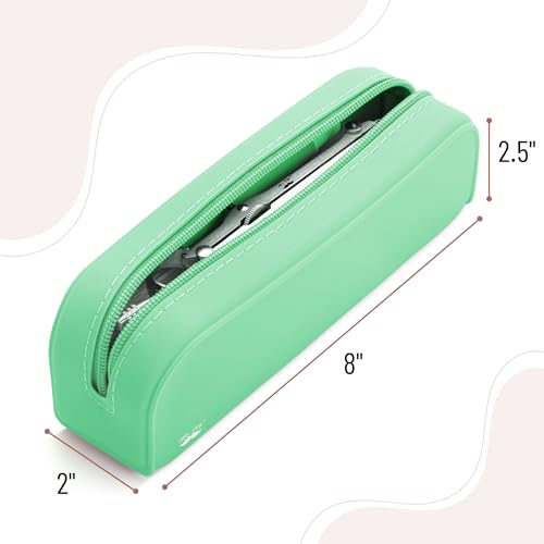 Mr. Pen- Silicone Pencil Case, Aesthetic Pencil Bag for Women, Makeup Pouch | Multifunctional Pouch for Stationery, Cosmetics and Electrical Goods Storage - color: Mint Breeze