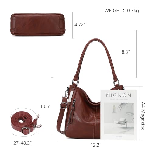 Shoulder Handbags for Women Large Soft Casual PU Leather Hobo Tote Purses - color: 01-chestnut Brown