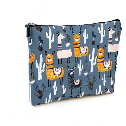 Cute Makeup Bag for Purse Canvas Waterproof Funny Cosmetic Bags for Women Zipper Travel Toiletry Pouch-Alpaca Makeup Bags-Grey - color: Alpaca Makeup Bags-Grey