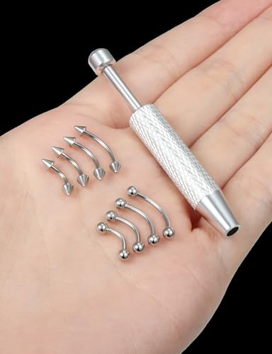16G 14G 12G Eyebrow Piercing Jewelry Set for Women Men, Surgical Steel Mixed Size Hypoallergenic Rook Piercing Jewelry, Silver,6/8/10/12mm, 9Pcs