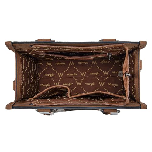 Montana West Wrangler Tote Bag for Women Aztec Western Retro Purse Top Handle Handbags - color: Angel Cow Brown