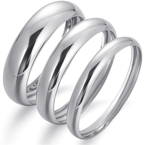 Chunky Gold Bangle Bracelets for Women, Dainty 14k Gold Plated Big Stackable Bangles Set, Trendy Cuff Bracelet Stack Fashion Jewelry Gifts - style: Silver chunky bangle