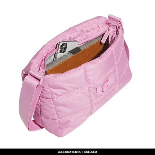 adidas Unisex Quilted Crossbody Bag – Soft Cushioned Puffer Purse, Foldover - color: Tropic Bloom