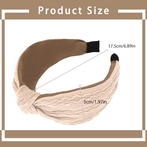 Ondder Top Knot Headband for Women Khaki Fabric Non Slip Fashion Wide Knotted Headbands Hair Accessories for Women Girls - color: Khaki