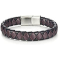 Men's Leather Bracelet, Stackable Stainless Steel Clasp Bracelets for Men Stylish Birthday, Thanksgiving, Valentine's Day Gift for My Man - style: 8.2" Long 10MM Wide Dark Purple Woven