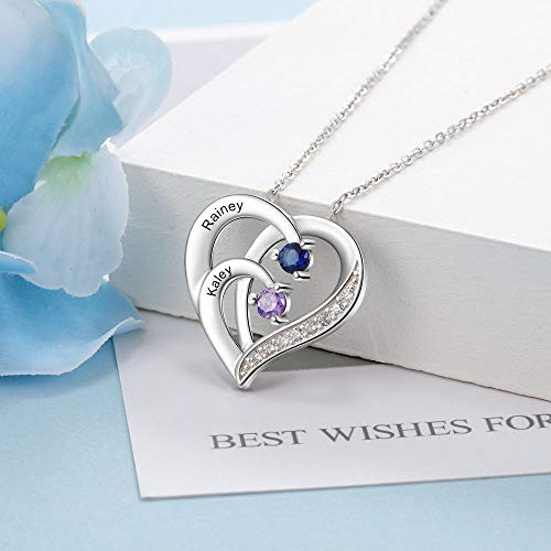 GLAMCARAT Personalized Mothers Necklace with Birthstones customized jewelry - style: 2 stones&names